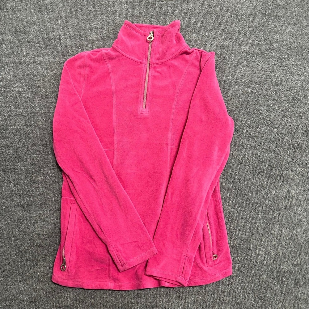 Calvin Klein Pullover Womens Size Large Pink Fleece Quarter Zip Thumbhole Active